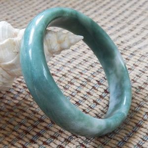 Real Natural Jade Bangle Bracelet Mottled Green